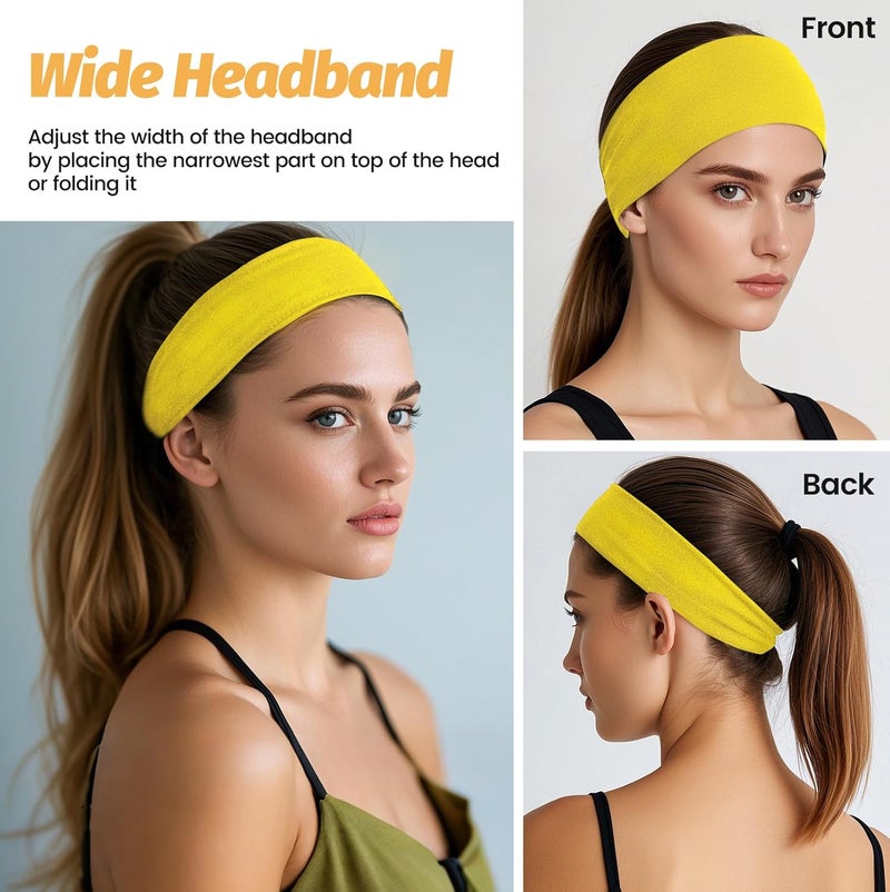 HSEM Headbands for Women - 6 Pack Wide Elastic Hair Bands | Stretchy Sweatbands Hair Bands | Soft Sports Thin Head Bands | Non-Slip Accessories Bands for Fashion, Washing Face, Workouts, Yoga, Daily Use - Image 5